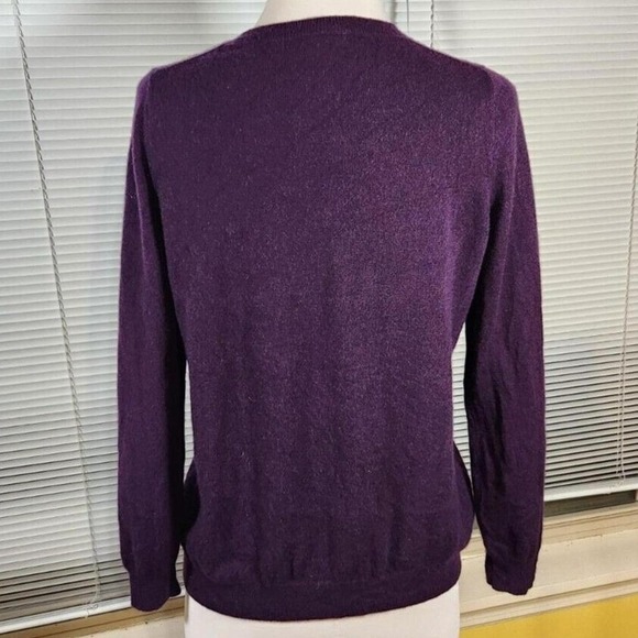 Talbots $199 0X Petite 100% Cashmere Purple Heather Rich Amethyst Audrey Sweater - Picture 5 of 7